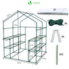 VOUNOT Walk In Greenhouse with Shelves, Roll up Zip Panel Door Garden Plastic Polytunnels Grow House, White 143x143x195cm - VOUNOTUK
