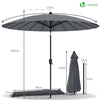 VOUNOT 2.7m Shanghai Parasol, Outdoor Garden Patio Table Tilting Parasol Umbrella with Crank Hanlde, Grey.