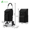 VOUNOT Folding Shopping Trolley on 6 Wheels, Aluminium Lightweight Shopping Cart, 45L, Black.