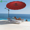 VOUNOT 3m Cantilever Shanghai Parasol, Banana Garden Patio Umbrella with Crank Handle for Outdoor Sun Shade, Red.