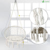 VOUNOT Swing Chair with Round Seat Cushion, Macrame Hammock Hanging Chair for Indoor, Outdoor, Beige - VOUNOTUK
