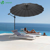 VOUNOT 3m Cantilever Shanghai Parasol, Banana Garden Patio Umbrella with Crank Handle for Outdoor Sun Shade, Grey.
