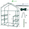 VOUNOT Walk In Greenhouse with Shelves, Roll up Zip Panel Door Garden Plastic Polytunnels Grow House, White 143x73x195cm - VOUNOTUK