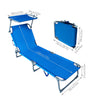 VOUNOT Set of 2 Folding Sun Loungers with Adjustable Backrest & Sunshade, Load 110 kg, Blue.
