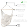 VOUNOT Hanging Hammock Chair with Cushions, Macrame Hammock Swing Chair for Garden, Bedroom, Patio, 265LBS Capacity, Beige.