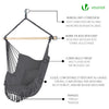 VOUNOT Hanging Hammock Chair with Cushions, Macrame Hammock Swing Chair for Garden, Bedroom, Patio, 265LBS Capacity, Grey.