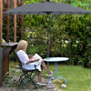 VOUNOT 2.7m Shanghai Parasol, Outdoor Garden Patio Table Tilting Parasol Umbrella with Crank Hanlde, Grey.
