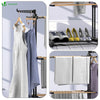 VOUNOT Foldable 3 Tier Clothes Airer, Hang Clothes Dryer, 3 Levels Drying Rack with Wheels,  Wooden Style.