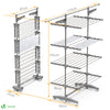 VOUNOT Large 4 Tier Clothes Airer, Laundry Drying Rack Clothes Horse with Foldable Wings, Telescopic Rod - VOUNOTUK