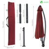 VOUNOT 3m Cantilever Shanghai Parasol, Banana Garden Patio Umbrella with Crank Handle for Outdoor Sun Shade, Red.