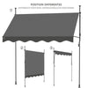 VOUNOT 3 x 1.2m Patio Telescopic Awning, Retractable Manual Awning, Adjustable Waterproof Canopy with Hand Crank, Balcony Sun Shade Shelter - Grey - VOUNOTUK