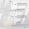 VOUNOT Swing Chair with Round Seat Cushion, Macrame Hammock Hanging Chair for Indoor, Outdoor, Beige - VOUNOTUK