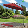 VOUNOT 3m Cantilever Shanghai Parasol, Banana Garden Patio Umbrella with Crank Handle for Outdoor Sun Shade, Red.