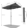 VOUNOT Garden Parasol, Tilt Balcony Umbrella, Sun Shade for Outdoor, Garden, Balcony, Patio, Beach, 2 x 1.25m, with Cover,Grey.
