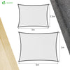 VOUNOT HDPE Sun Shade Sail Rectangle with Fixing Kits, 3x2.5m, Grey.